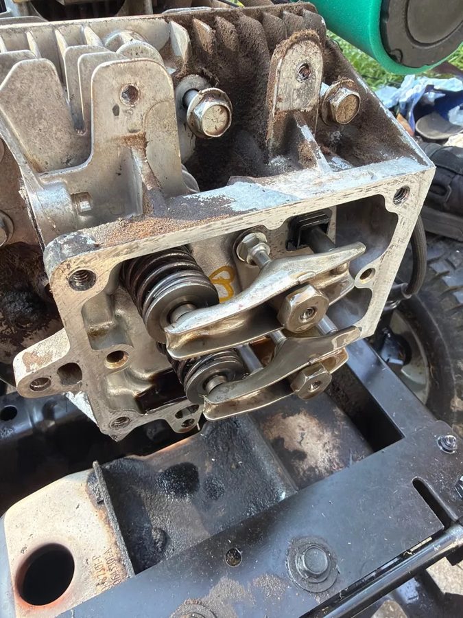 Valve adjustment during a riding mower engine tune-up
